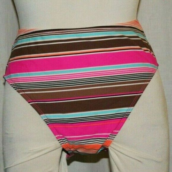 Carolina Blues Multicolor Striped Tankini Slingshot High Waisted Swimsuit Size L - Picture 2 of 3